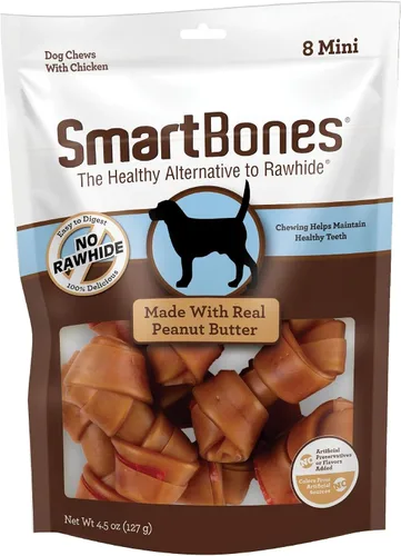 Vista 24 de SmartBones Mini masticables con carne de res real, 24 unidades, masticables sin piel cruda para perros