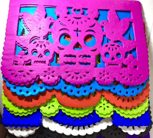 Vista 2 de Paquete de 20 Frontales Altar de Ofrendas Kit de Suministros Dia de Muertos Decoración Día de Muertos Colorido Tamaño Mediano Papel de Seda Hojas