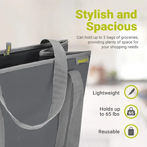 Vista 3 de meori Cesta de comestibles reutilizable plegable Bolsa de asas Picnic recados Compras Granito