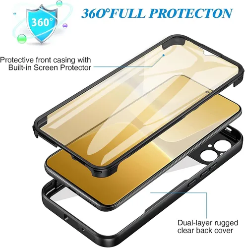 Vista 2 de CCSamll - Funda delgada para Xiaomi Redmi 12C con protector de pantalla, cuerpo completo, transparente, suave TPU, resistente a prueba de golpes