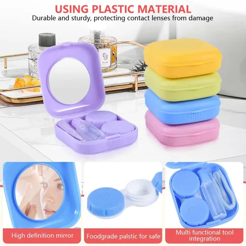 Vista 3 de KISEER Paquete de 6 fundas coloridas para lentes de contacto, kit de viaje, soporte para caja de contacto, contenedor de almacenamiento de remojo