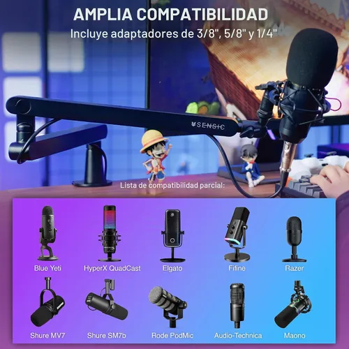 Vista 2 de Sensic SA-30 LP Brazo de micrófono de perfil bajo, soporte de micrófono giratorio de 360°, brazo de micrófono de perfil bajo para transmisión