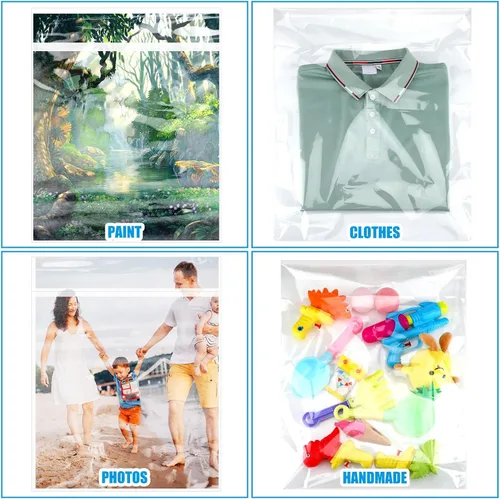 Vista 7 de Patelai 100 bolsas de almacenamiento transparentes sin ácidos, de 16 3/8 x 20 1/8 pulgadas, de plástico resellable, autoadhesivas, con cierre