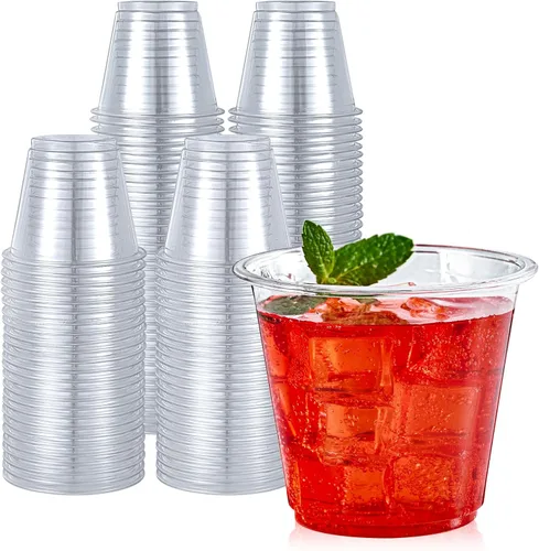 Vista 8 de Turbo Bee Paquete de 100 vasos de plástico transparente de 16 onzas, vasos desechables de plástico de cristal para fiesta para café helado, batido