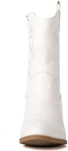 Vista 4 de GLOBALWIN Women's Mid Calf The Western Cowgirl Boots Fashion Cowboy Boots For Women Chunky Low Heel