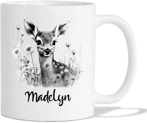 Vista 10 de Taza de café con nombre personalizado de oso de 11 y 15 onzas, taza de cerámica blanca con dibujo a lápiz de oso personalizado, regalo para niños