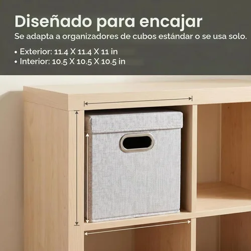 Vista 8 de Household Essentials 804-1 Juego de cubos de almacenamiento para café con tapas y asas, paquete de 2, lino plateado