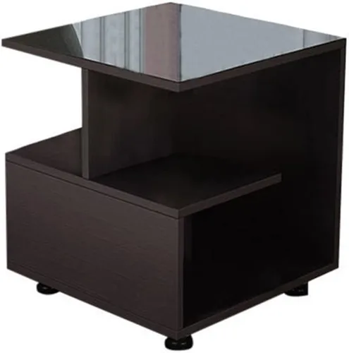 Vista 3 de Mesa auxiliar cuadrada de 3 niveles con estantes de almacenamiento, mesa auxiliar moderna para el hogar, sala de estar, dormitorio