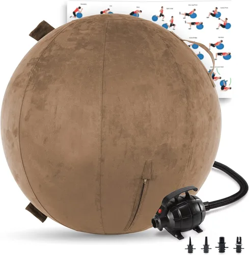 Vista 25 de Husband Pillow Exercise Ball, Cover with Pump for Yoga, Pilates, Fitness Balance Stability, Office Ball Chair Seat. Soft & Slip Resistant, Pro Guide