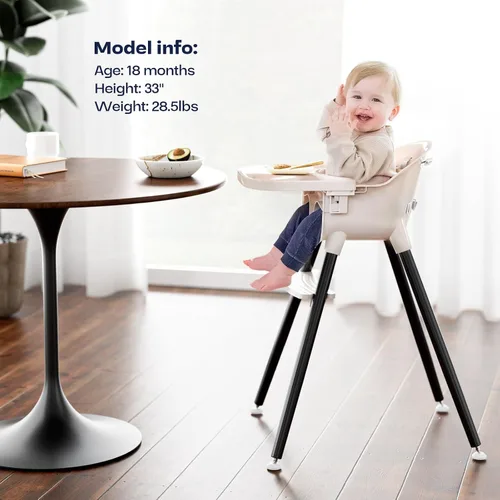 Vista 2 de Fodoss Sillas Altas de Madera Convertibles para Bebés y Niños Pequeños, Silla de Bebé Fácil de Limpiar para Comer, Trona Infantil 3 en 1