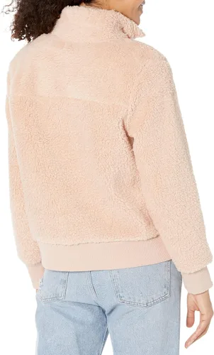 Vista 2 de Calvin Klein Chaqueta cómoda de sherpa con cuello con cremallera y logotipo de Ck para mujer