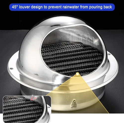 Vista 7 de Stainless Steel Chimney Cowl Cap,Round Wall Vent Outlet Cover,Range Hood Exhaust Pipe Air Outlet,Exterior Wall Windshield Rainproof Ventilating