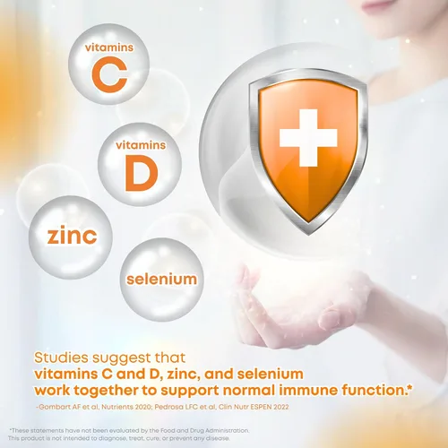Vista 3 de LOVITA Comprimidos efervescentes de apoyo inmunológico 4 en 1 de defensa de vitamina C, 20 unidades, VIT D3, zinc, selenio, soporte antioxidante