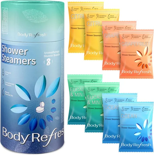 Vista 8 de Shower Steamers - Paquete de 8 rellenos de calcetines de aromaterapia para Navidad Citrus Sunrise