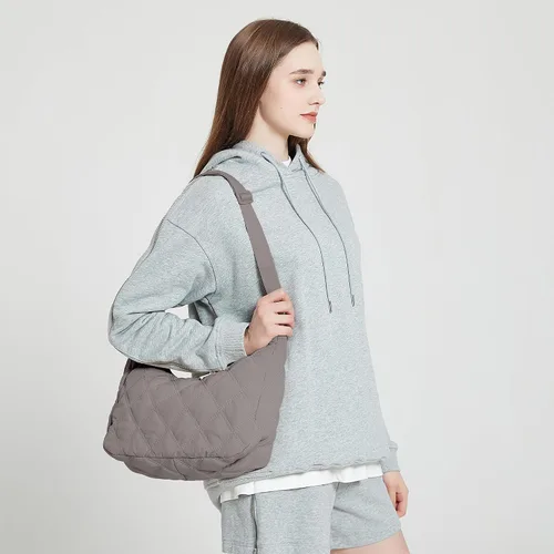 Vista 3 de JBB Women Hobo Shoulder Bag Puffer Small Tote Crossbody Bag Purse Cotton Handmade Bags Handbag with Zipper School Work Travel