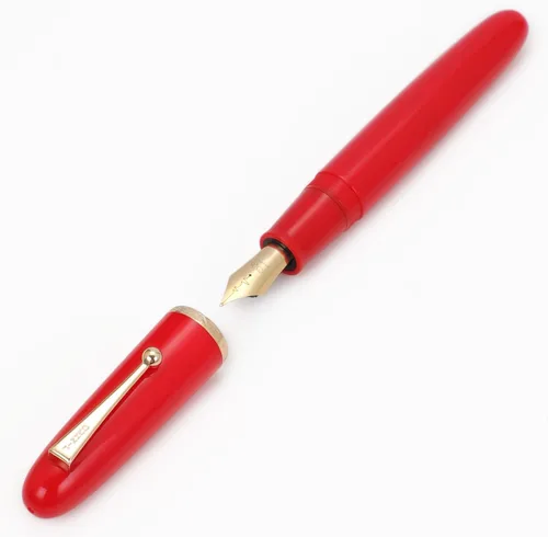 Vista 7 de Jinhao 9019 Serie DaDao Pluma Estilográfica, Tamaño 8 Plumín Mediano Heartbeat con Convertidor de Tinta Grande, Diseño Acrílico Rojo Brillante Pluma