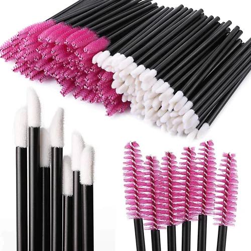 Vista 9 de Tbestmax 200 carretes desechables para rímel y cepillos de labios, aplicador de brillo de labios para extensiones de pestañas de cejas, kits de Negro
