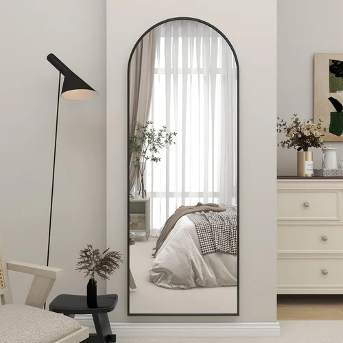 Vista 2 de BEAUTYPEAK Espejo de pie de arco de longitud completa de 64 x 21 pulgadas Negro