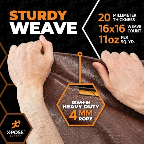 Vista 6 de Xpose Safety Lona ultra resistente de 5 x 7 pies, lonas impermeables de 20 mil para camping, aventuras al aire libre y cubierta de tienda