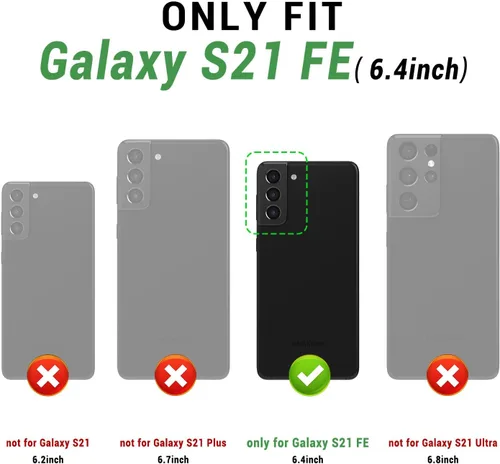 Vista 2 de SUANPOT Funda tipo cartera para Samsung Galaxy S21 FE 【Bloqueo RFID】 Soporte para tarjetas de crédito, funda de piel sintética con tapa para Negro