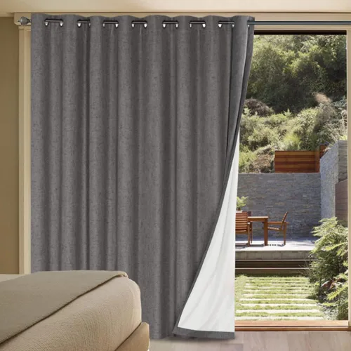 Vista 91 de H.VERSAILTEX Cortinas 100% opacas con aislamiento térmico, texturizadas, de lino, con bloqueo completo de calor y luz, para sala de estar y Negro