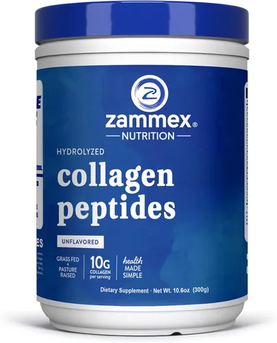 Vista 8 de Zammex Péptidos de colágeno alimentados con pasto tipo 1 y 3 sin sabor, proteína keto rica en péptidos para mezcla de café y bebidas, soporte