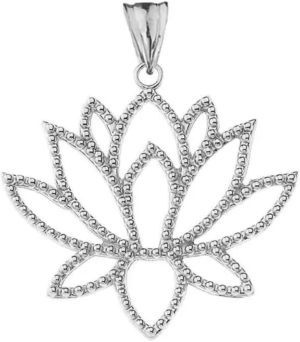 Vista 3 de Colgante de plata de ley con diseño de flor de loto y filigrana