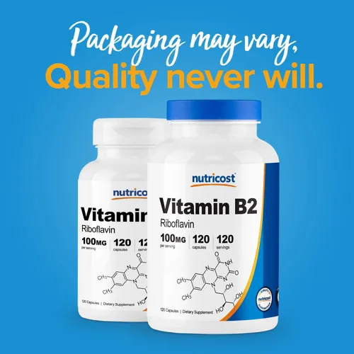 Vista 3 de Nutricost Vitamina B2 (Riboflavina) 100mg, 120 Cápsulas - Sin Gluten y Sin OGM