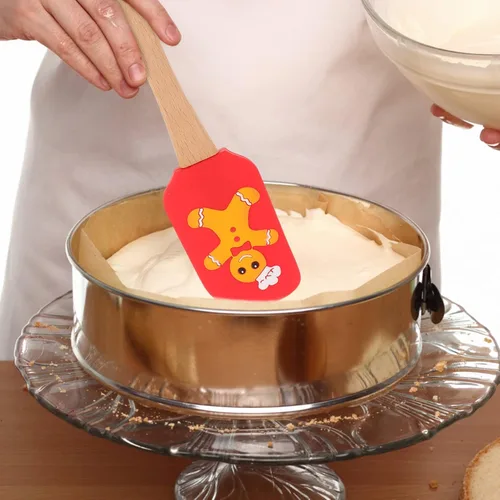 Vista 2 de NUOBESTY Mango de espátula de silicona de Navidad resistente al calor, herramienta para hornear para glasear, esparcir y decorar adorable hombre