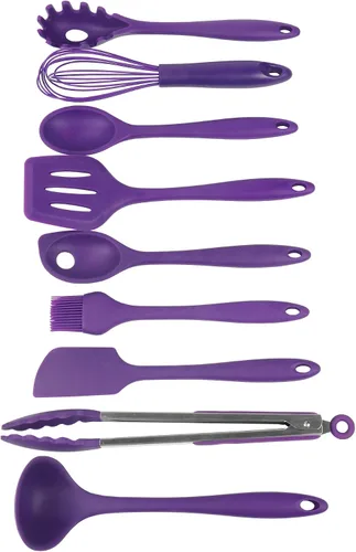 Vista 6 de Chef Craft Tenedor de silicona prémium para espaguetis y pasta, 11.5 pulgadas, color morado Púrpura