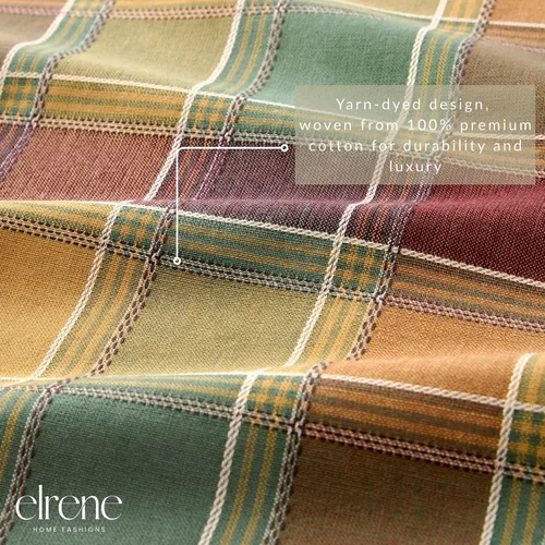 Vista 3 de Threadmade Mantel a cuadros Autumn Acres, multicolor - 70 pulgadas de ancho x 70 pulgadas de largo, redondo