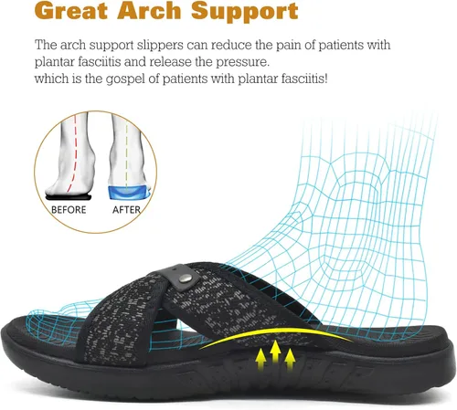 Vista 3 de ONCAI Sandalias cruzadas para hombre, soporte de arco, sandalias deportivas con plantilla ortopédica para fascitis plantar