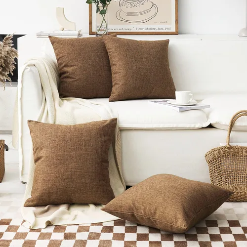 Vista 54 de Home Brilliant Funda de almohada de lino de 18 x 18 pulgadas, almohada decorativa para cama, sofá, sala de estar, 1 unidad, color gris ceniza
