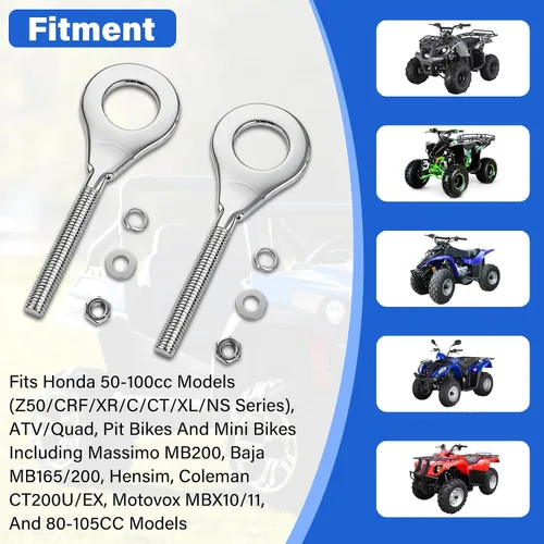 Vista 3 de FLYPIG Ajustador de tensor de eje de cadena de 0.59 pulgadas y 0.591 in para Coleman ct200u ct200u-ex Massimo MB200 para 50cc-125cc ATV Pit Dirt