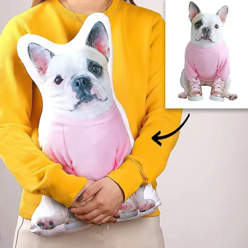 Vista 2 de Seamaid Almohada de fotos personalizada para mascotas con almohada en forma de foto, regalos personalizados con fotos para Navidad, día de San