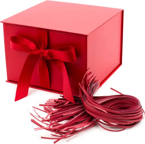 Vista 11 de Hallmark Caja de regalo mediana con tapa y relleno de papel triturado (caja negra de 7 pulgadas) para bodas, graduaciones, cumpleaños, día