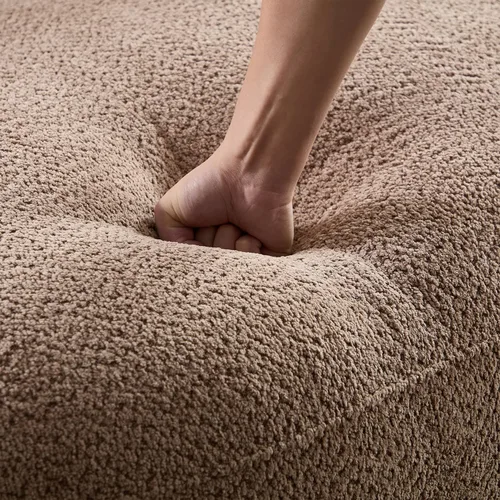 Vista 7 de Sofá seccional curvo de 135.4" (344 cm), sofá chaise moderno y cómodo tapizado en bouclé, sofá seccional modular de espuma viscoelástica de asiento