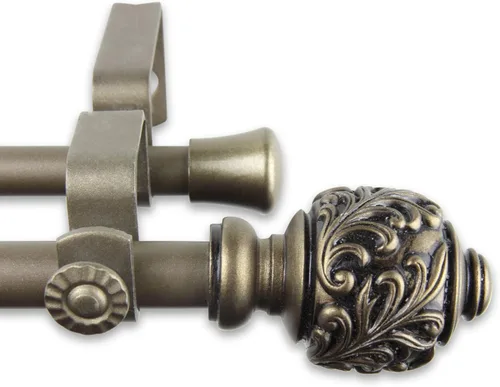 Vista 4 de A&F Rod Decor - Barra de cortina doble Deena 48-84 pulgadas - Oro antiguo