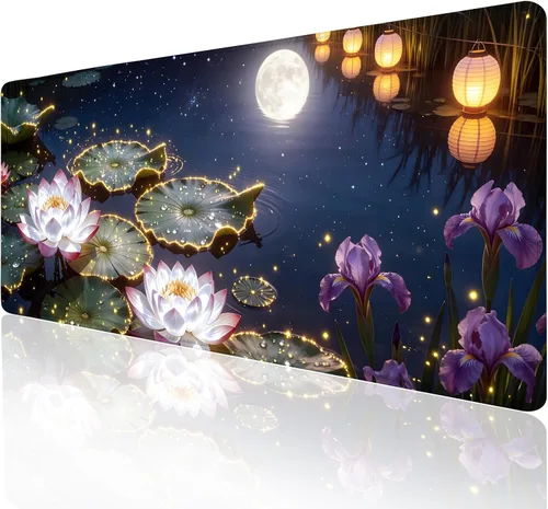 Vista 16 de Alfombrilla grande para mouse, tapete de escritorio para teclado de computadora, base de goma antideslizante, impermeable con bordes cosidos