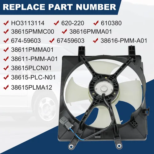 Vista 6 de Reemplazo del conjunto del ventilador de refrigeración del radiador del condensador de CA A/C para Honda Civic 2001-2005 HO3113114 620-220 610380