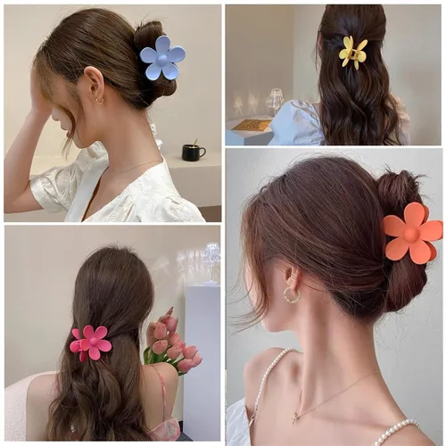 Vista 3 de Pinzas para el cabello con diseño de flores, 8 unidades, lindas y grandes, antideslizantes, pinzas de sujeción fuerte, accesorios para el cabello