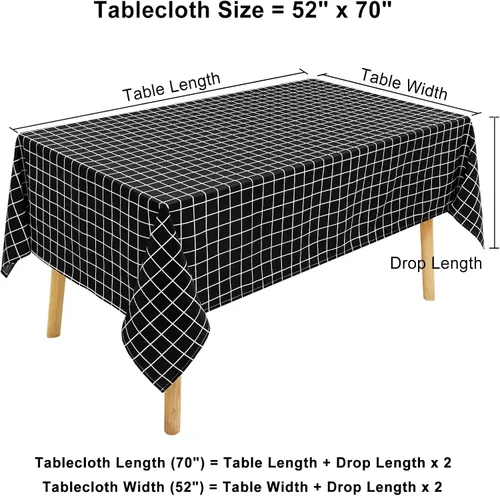 Vista 9 de misaya 6 Pack Rectangle Waterproof Fabric Table Cloth, Plaid Stain Resistant Polyester Tablecloth, Washable Cloth Table Cover for Dining Room