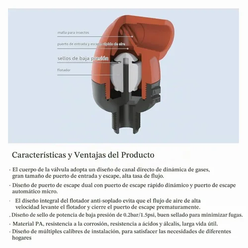 Vista 3 de Válvula de liberación de aire de 1 pulgada, conexión de rosca NPT, Válvula de liberación de aire del tanque de agua, ventilación continua