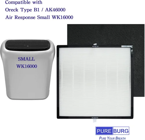 Vista 3 de PUREBURG AK46000 - Juego de filtros de repuesto compatibles con Oreck Air Response Small WK16000 Purificador de aire tipo B1, paquete de 2