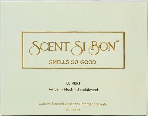 Vista 3 de Hojas de detergente perfumado de lujo, 60 cargas, aroma Le Gris inspirado en perfumes icónicos, vetiver, pachulí, bergamota, fórmula ecológica
