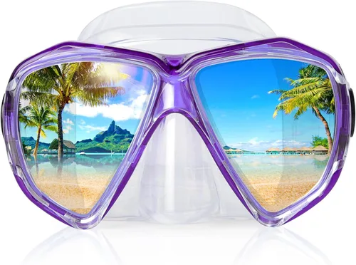 Vista 23 de Máscara de buceo panorámica HD para natación, gafas de buceo antivaho, máscara de buceo de vidrio templado, gafas de natación para adultos y jóvenes