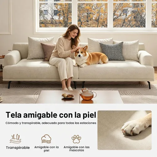 Vista 7 de Silla de sofá de 1 plaza, respaldo bajo moderno, sofá individual, color blanco roto
