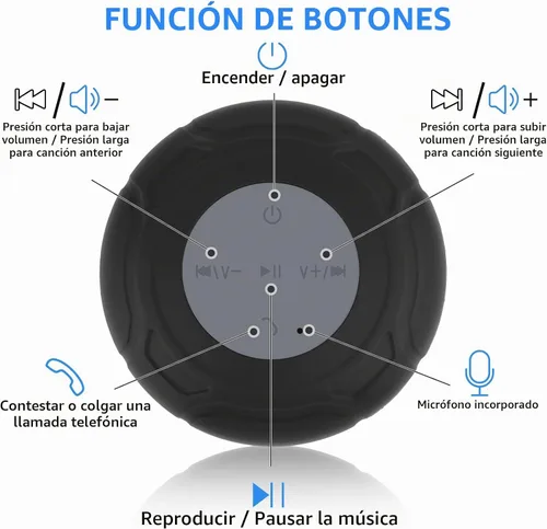 Vista 4 de Altavoz de ducha Bluetooth impermeable portátil inalámbrico resistente al agua altavoz ventosa, micrófono integrado regalos para niños altavoz