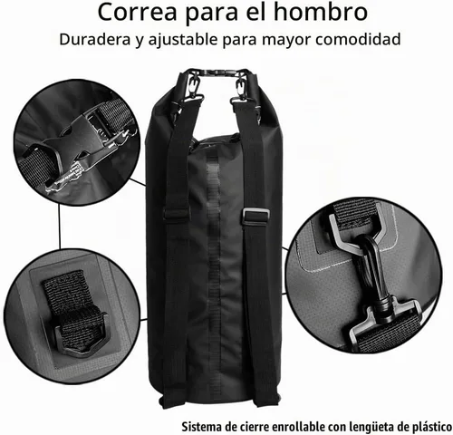 Vista 3 de Bolsa seca flotante impermeable Bear Outdoor, para canotaje, kayak, senderismo, snowboard, acampada, rafting, pesca y excursionismo, negro, 10L
