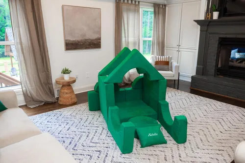 Vista 9 de FOAMOH Castle Sofa Sand - Sofá personalizable de 14 piezas para juegos imaginativos y fácil almacenamiento con almohada personalizable